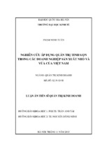 Nghiên cứu áp dụng quản trị tinh gọn trong các doanh nghiệp sản xuất nhỏ và vừa của việt nam