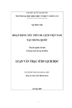 Hoạt động xúc tiến du lịch việt nam tại trung quốc