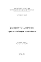 Quan hệ hợp tác lao động giữa việt nam và hàn quốc từ 1992 đến nay