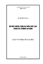 đổi mới chương trình dạy môn pháp luật trong các trường cao đẳng