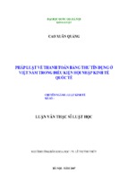 Pháp luật về thanh toán bằng thư tín dụng ở việt nam trong điều kiện hội nhập kinh tế quốc tế