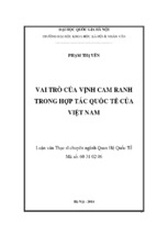 Vai trò của vịnh cam ranh trong hợp tác quốc tế của việt nam