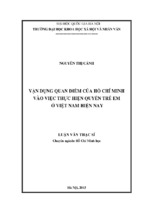 Vận dụng quan điểm của hồ chí minh vào việc thực hiện quyền trẻ em ở việt nam hiện nay