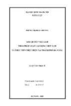 Giải quyết việc làm theo pháp luật lao động việt nam và thực tiễn thực hiện tại thành phố đà nẵng