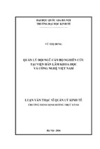 Quản lý đội ngũ cán bộ nghiên cứu tại viện hàn lâm khoa học và công nghệ việt nam