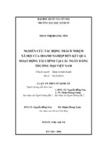 Nghiên cứu tác động trách nhiệm xã hội của doanh nghiệp đến kết quả hoạt động tài chính tại các ngân hàng thương mại việt nam