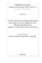 Xây dựng chính sách tài chính hỗ trợ đổi mới công nghệ ở các doanh nghiệp nhỏ và vừa trong ngành chè việt nam (nghiên cứu trường hợp  công ty chè á châu)