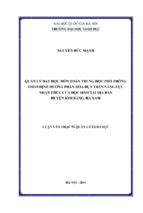 Quản lý dạy học môn toán trung học phổ thông theo định hướng phân hóa dựa trên năng lực nhận thức của học sinh tại địa bàn huyện kim bảng, hà nam