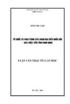 Tổ chức và hoạt động của đoàn đại biểu quốc hội   qua thực tiễn tỉnh nam định