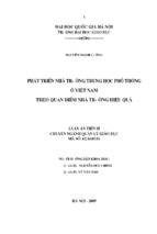 Phát triển nhà trường trung học phổ thông ở việt nam theo quan điểm nhà trường hiệu quả