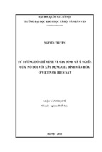 Tư tưởng hồ chí minh về gia đình và ý nghĩa của nó đối với xây dựng gia đình văn hóa ở việt nam hiện nay