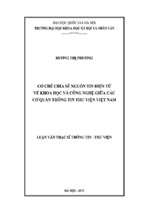 Cơ chế chia sẻ nguồn tin điện tử về khoa học và công nghệ giữa các cơ quan thông tin   thư viện việt nam