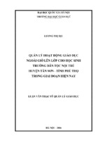 Quản lý hoạt động giáo dục ngoài giờ lên lớp cho học sinh trường dân tộc nội trú huyện tân sơn, tỉnh phú thọ trong giai đoạn hiện nay