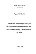 Chính sách của chính phủ hàn quốc đối với sự hình thành và phát triển của các chaebol và bài học kinh nghiệm cho việt nam