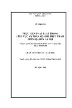 Thực hiện pháp luật trong lĩnh vực an toàn vệ sinh thực phẩm trên địa bàn hà nội