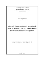 đánh giá tác động của hiệp định đối tác kinh tế toàn diện khu vực rcep đối với ngành công nghiệp ô tô việt nam