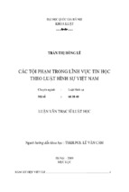 Các tội phạm trong lĩnh vực tin học theo luật hình sự việt nam