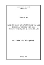 định tội danh đối với tội cướp tài sản theo luật hình sự việt nam (trên cơ sở số liệu thực tiễn địa bàn tỉnh đắk lắk)