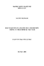 Bảo vệ quyền của người chưa thành niên trong tư pháp hình sự việt nam