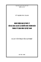 Hoàn thiện địa vị pháp lý của bị can, bị cáo là người chưa thành niên trong tố tụng hình sự việt nam