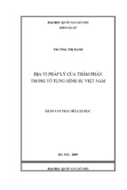 địa vị pháp lý của thẩm phán trong tố tụng hình sự việt nam