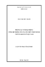 Pháp luật về hoạt động công bố thông tin của tổ chức phát hành chứng khoán ở việt nam