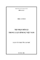 Một số vấn đề lý luận và thực tiễn về tội nhận hối lộ trong luật hình sự việt nam