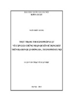 Thực trạng thi hành pháp luật về cấp giấy chứng nhận quyền sử dụng đất trên địa bàn quận đống đa, thành phố hà nội