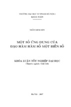 Một số ứng dụng của đạo hàm hàm số một biến số