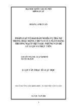 Pháp luật về bảo đảm nghĩa vụ trả nợ trong hoạt động cho vay của ngân hang thương mại ở việt nam những vấn đề lý luận và thực tiễn