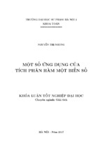 Một số ứng dụng của tích phân hàm một biến số