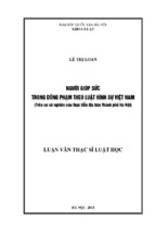 Người giúp sức trong đồng phạm theo luật hình sự việt nam (trên cơ sở nghiên cứu thực tiễn địa bàn thành phố hà nội)