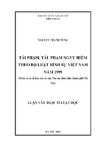 Tái phạm, tái phạm nguy hiểm theo bộ luật hình sự việt nam năm 1999 (trên cơ sở số liệu xét xử của tòa án nhân dân thành phố hà nội)