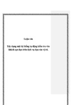 Luận văn xây dựng một hệ thống tự động kiểm tra vào khách sạn dựa trên dịch vụ dựa vào vị trí   luận văn, đồ án, đề tài tốt nghiệp