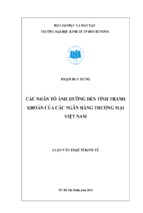 Các nhân tố ảnh hưởng đến tính thanh khoản của các ngân hàng thương mại việt nam 