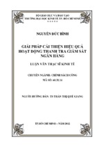 Giải pháp cải thiện hiệu quả hoạt động thanh tra giám sát ngân hàng 