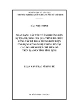 Nhận dạng các yếu tố ảnh hưởng đến sự thành công của quá trình tố chức công tác kế toán trong điều kiện ứng dụng công nghệ thông tin tại các doanh nghiệp chế biến gỗ trên địa bàn tỉnh bình đ
