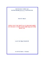 Chống thất thu thuế tại các doanh nghiệp có vốn đầu tư nước ngoài trên địa bàn tỉnh đồng nai