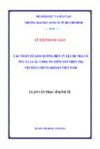 Các nhân tố ảnh hưởng đến tỷ lệ chi trả cổ tức của các công ty niêm yết trên thị trường chứng khoán việt nam