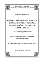 Giải pháp đẩy mạnh huy động vốn tại ngân hàng phát triển nhà đồng bằng sông cửu long chi nhánh long an