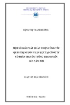 Một số giải pháp hoàn thiện công tác quản trị nguồn nhân lực tại công ty cổ phần truyền thông thanh niên đến năm 2020