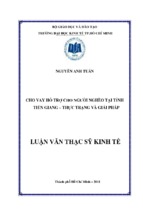 Cho vay hỗ trợ cho người nghèo tại tỉnh tiền giang thực trạng và giải pháp