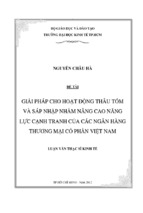 Giải pháp cho hoạt động thâu tóm và sáp nhập nhằm nâng cao năng lực cạnh tranh của các ngân hàng thương mại cổ phần việt nam