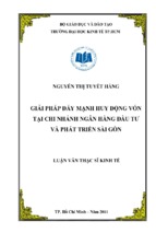 Giải pháp đẩy mạnh huy động vốn tại chi nhánh ngân hàng đầu tư và phát triển sài gòn