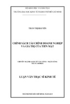 Chính sách tài chính doanh nghiệp và giá trị của tiền mặt 