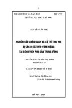 Nghiên cứu chẩn đoán và xử trí thai nhi bị các dị tật môi vòm miệng tại bệnh viện phụ sản trung ƣơng