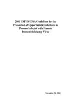 2001 usphsidsa guidelines for the prevention of opportunistic infections in persons infected with human immunodeficiency virus