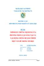 đề tài trình bày những nội dung của phương pháp luận sáng tạo và vận dụng chúng để giải thích một vấn đề trong tin học   luận văn, đồ án, đề tài tốt nghiệp