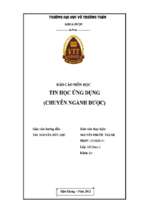 Tin học ứng dụng (chuyên ngành dược)   luận văn, đồ án, đề tài tốt nghiệp
