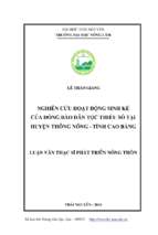 Nghiên cứu hoạt động sinh kế của đồng bào dân tộc thiểu số tại huyện thông nông   tỉnh cao bằng